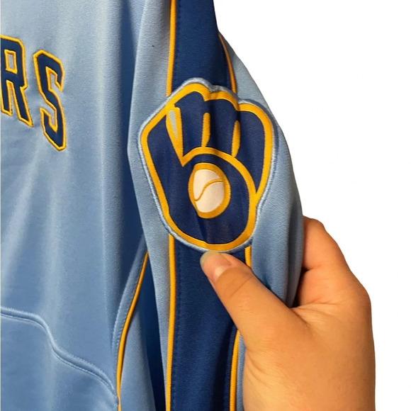 MAJESTIC MILWAUKEE BREWERS MENS ZIP UP JACKET - Picture 4 of 4